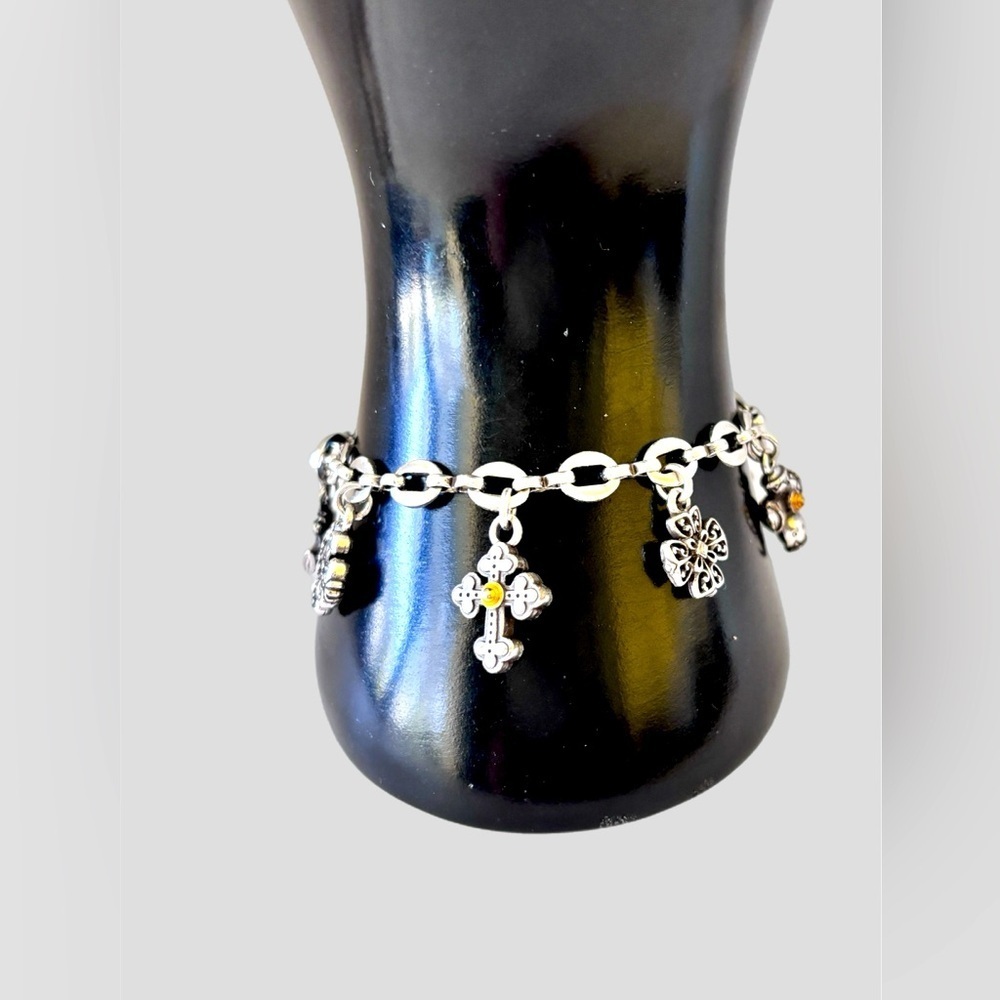 Brighton faith, hope, religious, cross charm bracelet.  Silver plating